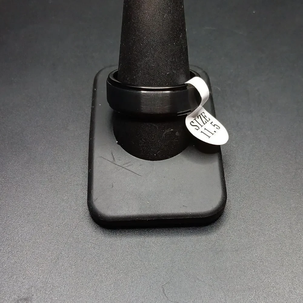 New Tungsten Carbide Black Brushed Wedding Men's Ring Size‎ 11.5